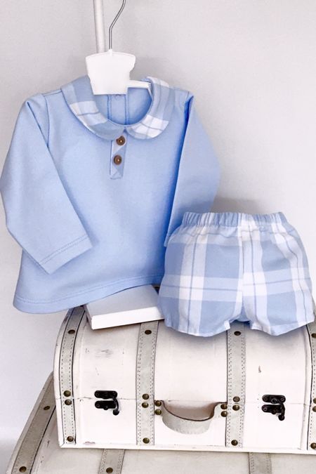 Rapife boys matching collar and short set  4214-25 blue