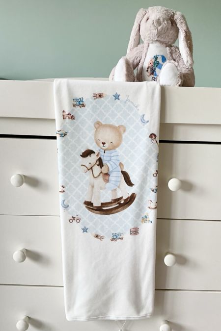 Jamiks boys blanket with rocking horse JZI186-25 blue