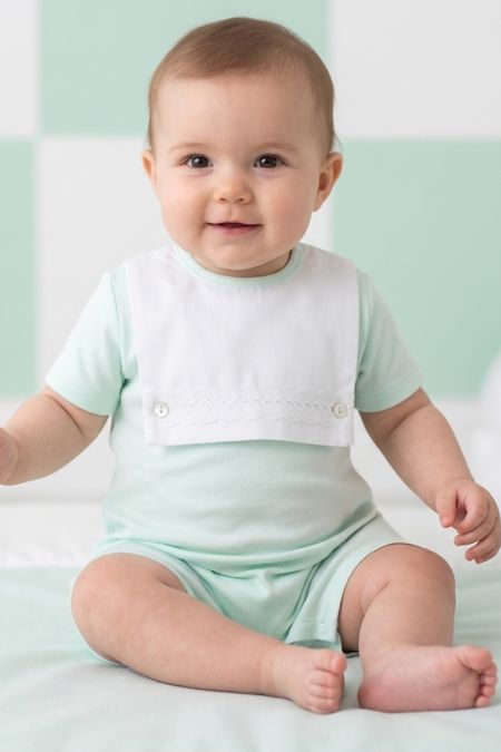 Little Star baby boys square collar romper SG276 MINT