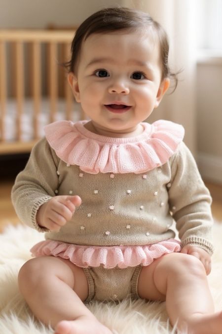 LIttle Star girls spot jumper and frill jam pant C7514 BGE-PK