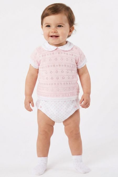 A&J Girls Knitted Top & Pant AJ160-18 Pink