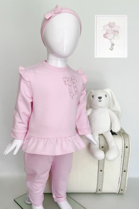 Amore girls bow two piece set AM0020A-25 pink