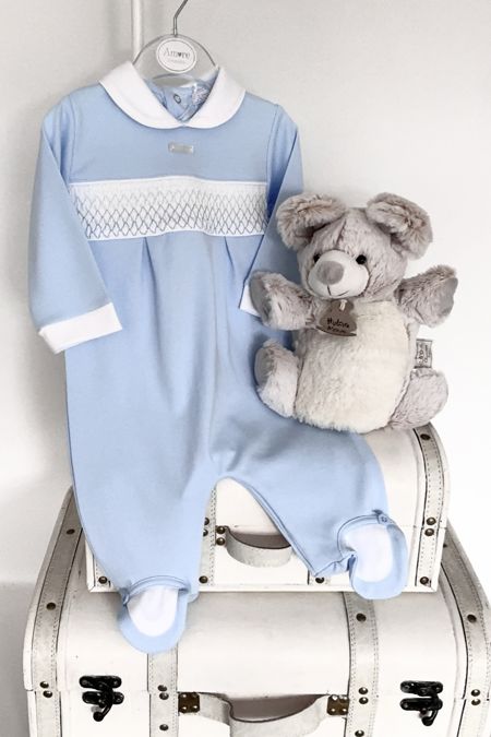 Amore boys smocked babygrow 0024-25 blue