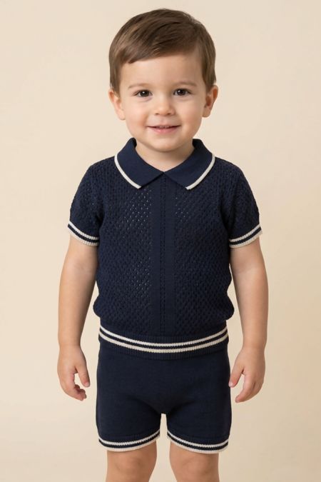 Little Star boys textured knit set C1126 NAVY