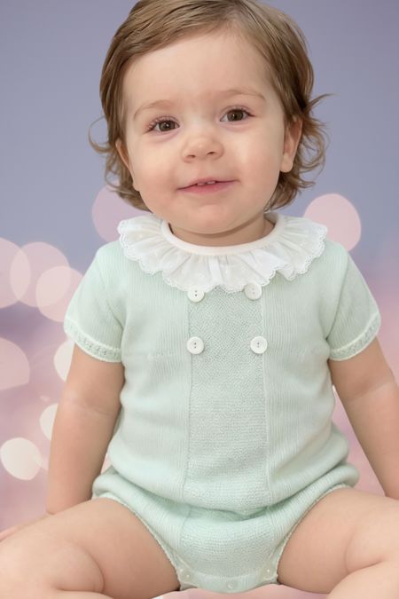 Granlei baby girls frill collar romper 126-540-F1 MINT