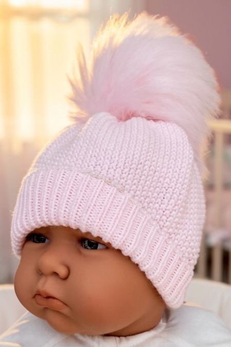 Pex Girls Fur Pom Hat B7277 PINK