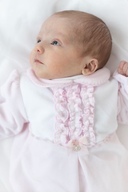 Bluesbaby girls babygrow lace trim BB2070-25 pink