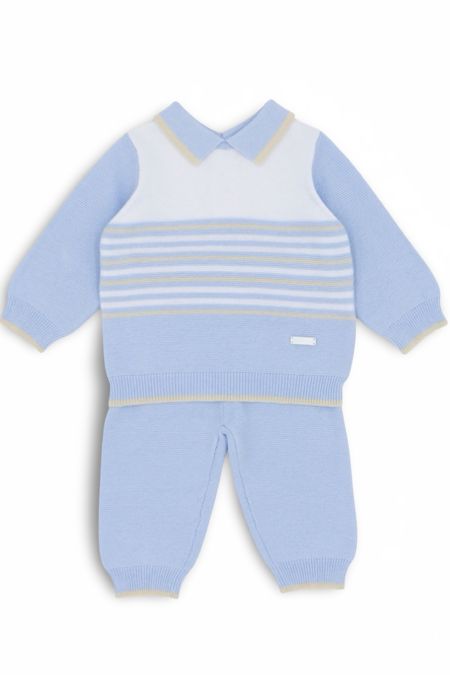 Blues Baby stripe knit two piece BB2090-25 blue