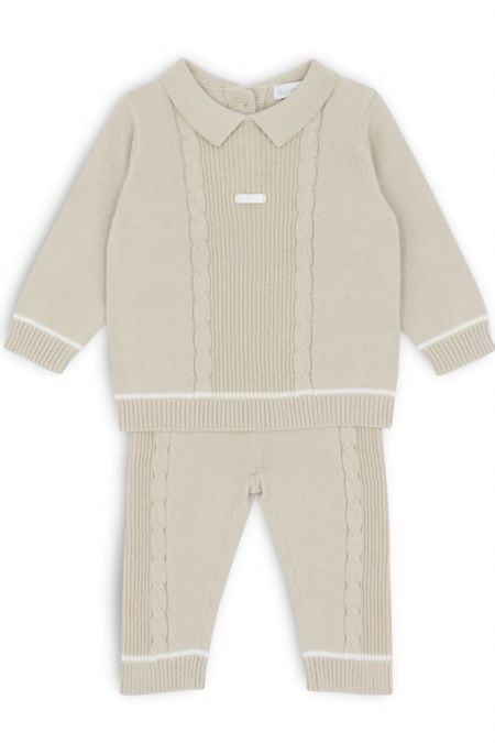 Blues Baby boys knit collar two piece BB2111-25 beige