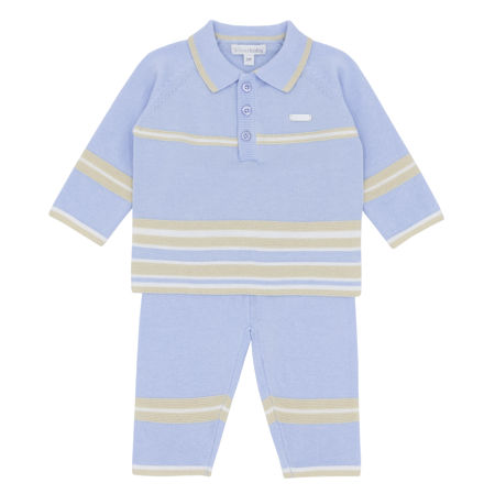 Blues Baby boys knit stripe two piece BB2126-25 blue