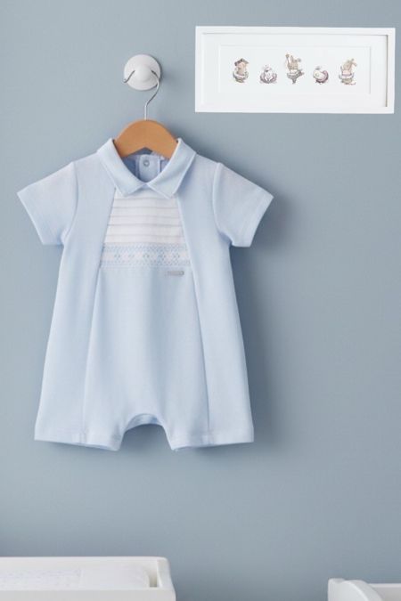 Bluesbaby boys smocked romper with collar BB2279 blue