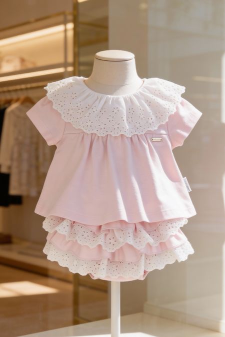 Bluesbaby girls frilly lace jam pant set BB2283 pink