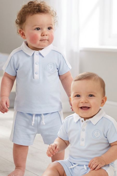 Bluesbaby boys polo and short set BB3030A blue