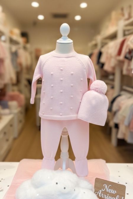 Little Star baby girls dot knit 3 piece C1031 Pink