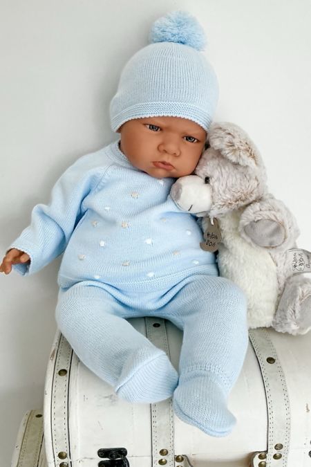 Little Star baby boys knitted spot outfit C5004 Blue