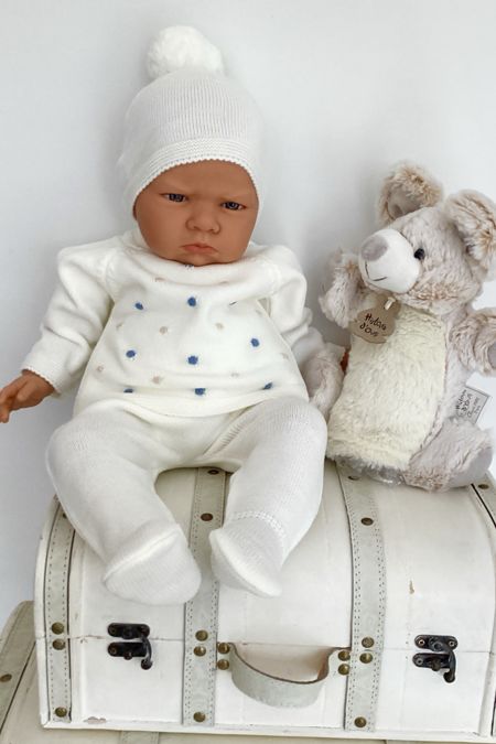 Little Star baby boys knitted spot outfit C5004 Ivory