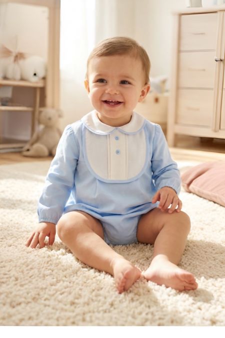 Little Star boys contrast collar romper SG264 Blue