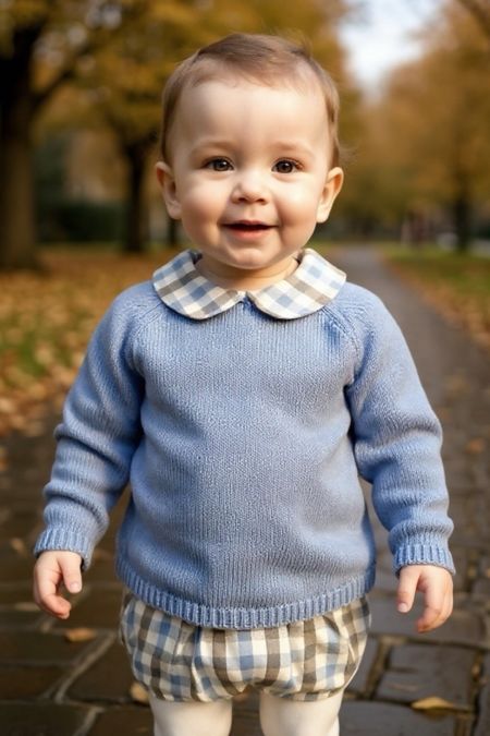 Little Star Baby Boy Checked Outfit C7110-124 BLUE