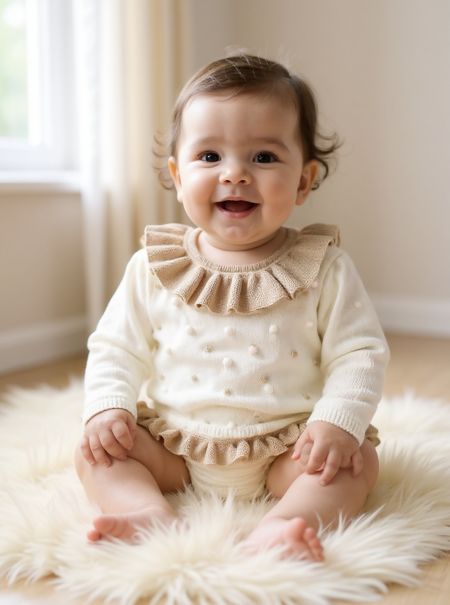 LIttle Star girls spot jumper and frill jam pant C7514 IV-BGE