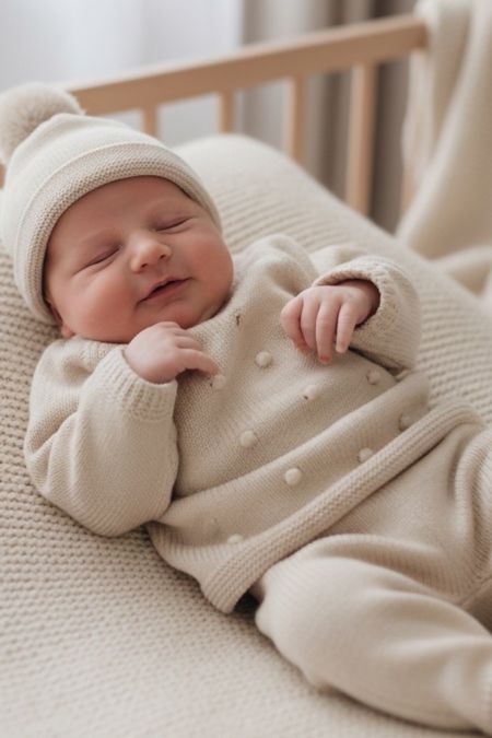 Little Star baby unisex dot knit 3 piece C1031 Beige