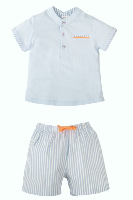 Tutto Piccolo boys grandad collar set 2707s26 BLUE