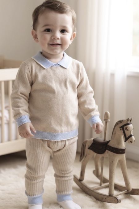 Granlei boys ribbed legging set 225-631F Beige-Blue