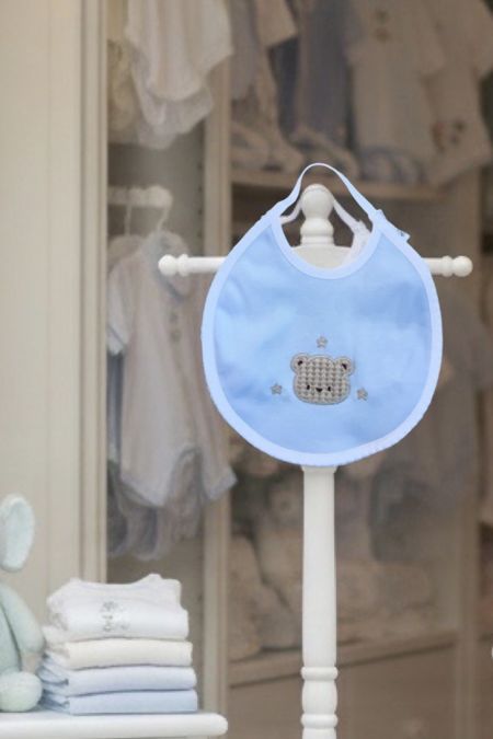Little Star baby boy teddy bear bib S2603 blue