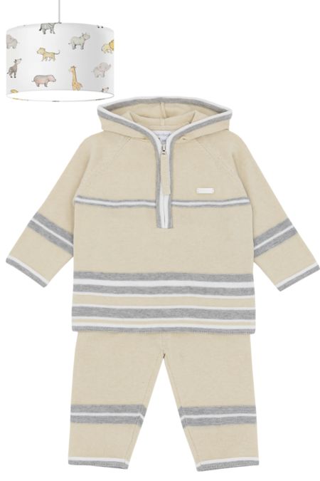 Bluesbaby stripe hoodie set BB2122-25 beige