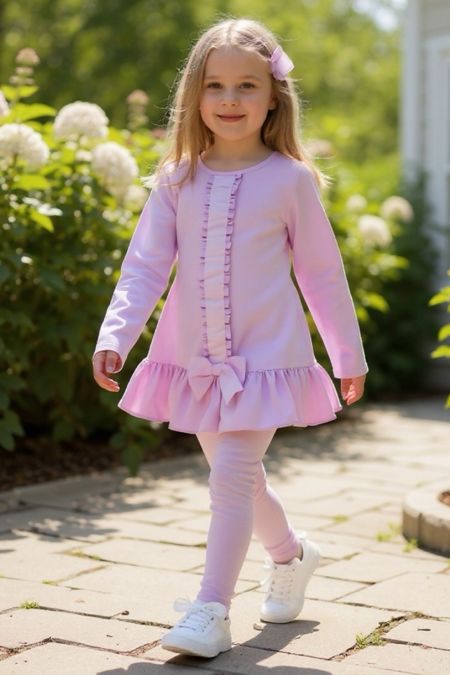 Harris Kids ribbon frill girls legging set BONNIE LILAC