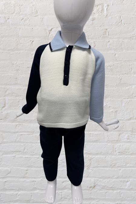 Little Star boys knitted contrast collar set 5582 NAVY-BLUE