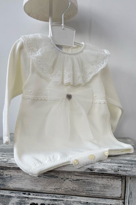 Granlei girls knitted tulle bow romper 225-642 IV