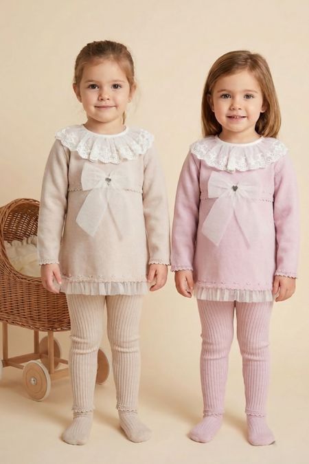 Granlei girls tulle bow legging set 225-644 PALO PINK