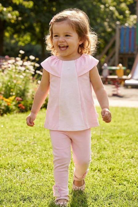 Tutto Piccolo girls large collar legging set 2739s26 PINK