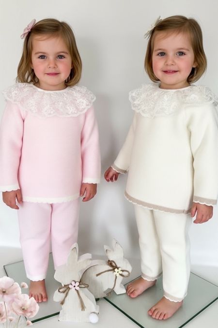 Little Star girls knitted tracksuit with lace collar c91111-IV