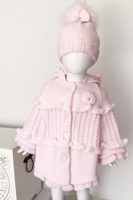 Little Star baby girls knitted poncho 2717 Pink