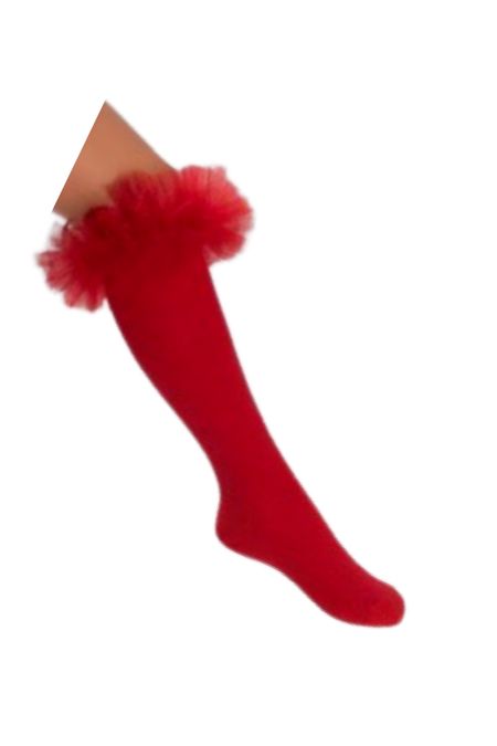 Daga girls long tulle socks 23155-123 RED