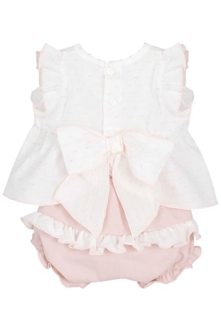 Calamaro girls large bow top and knickers 11277-26 pink