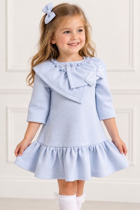 Daga girls full collar dress with pearls M9074-122 blue