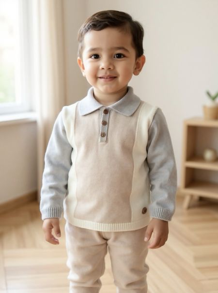 Granlei boys polo collar tracksuit 224-493C beige