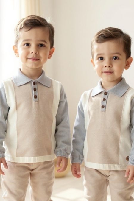 Granlei boys polo collar tracksuit 224-493C beige