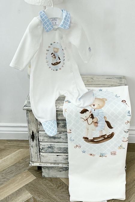 Jamiks sleepsuit with teddy and rocking horse JZI183-25 blue