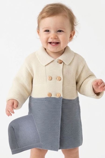 Babidu baby boys knitted coat and bonnet 60820 Airforce-Beige