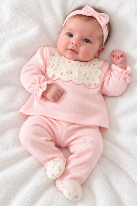 Babidu baby girls rabbit and squirrel outfit 51629 PINK