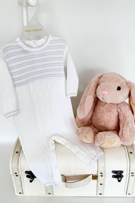 Pretty Original baby boy knitted all in one JPL1000E WH-BL