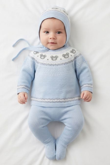 Martin Aranda Fairisle jumper  legging & hat 004-10066-021 blue