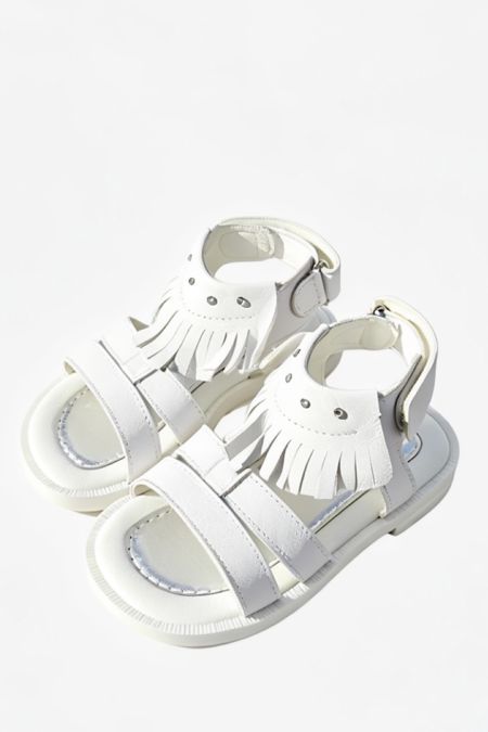 Pex girls fringe leather sandal B4583 CLEO White