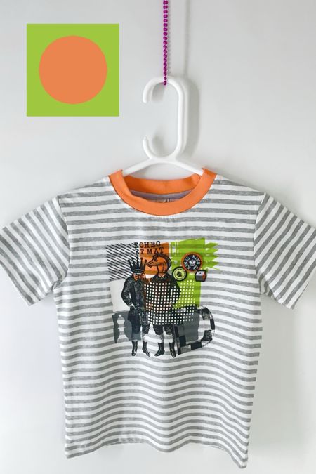 Deux par Deux Boys Orange and Grey T Shirt S74
