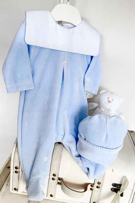 Little Star square collar babygrow SG125VEL-HAT BLUE