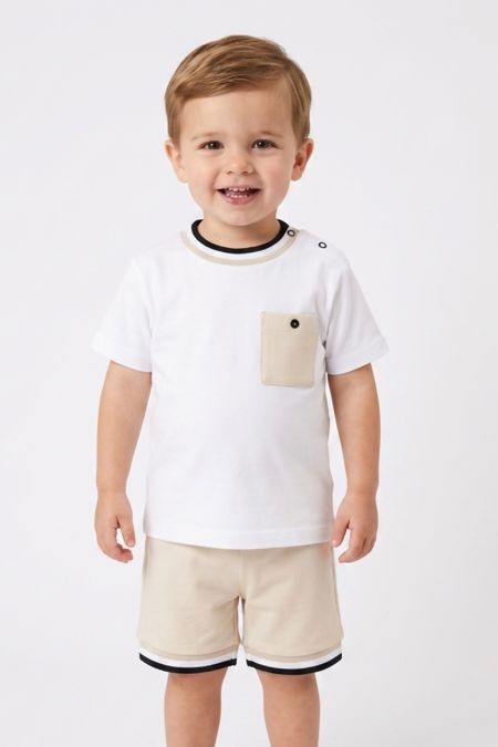 Little Star boys T shirt and short set SG164 BGE-NVY