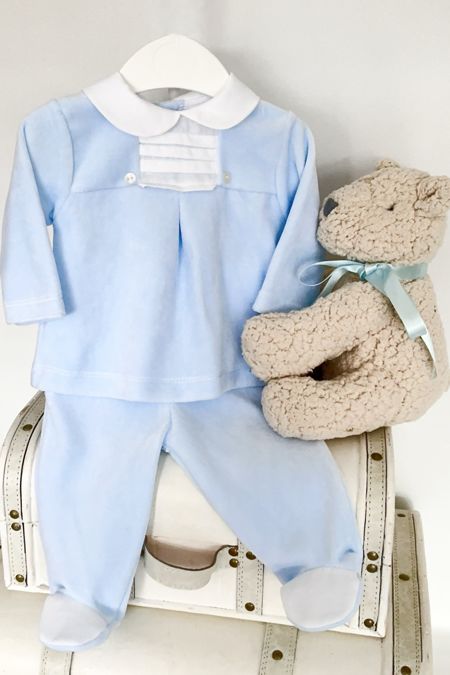 Little Star baby boy pleated yoke top and legging SG215VEL blue